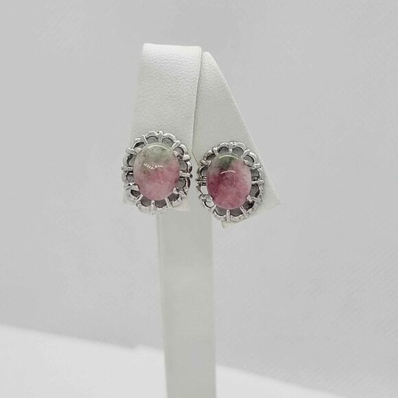 Brand New Pink green Agate Earrings - Picture 1 of 6
